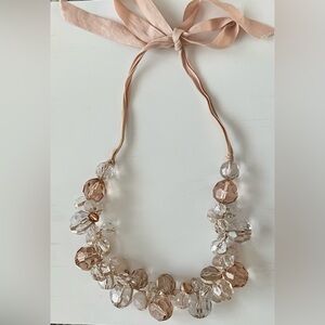 LOFT Pink and Clear Beaded Necklace